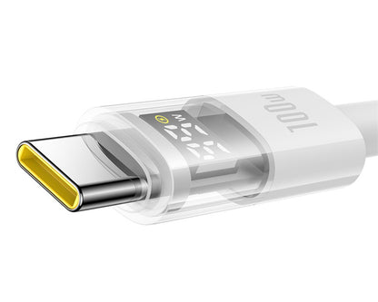 USB-A - USB-C Baseus Display 2 data- og ladekabel, 100W, 1m, Hvit P10382701211-00