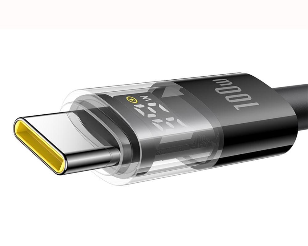 USB-A - USB-C Baseus Display 2 data- og ladekabel, 100W, 1m, Svart P10382701121-00