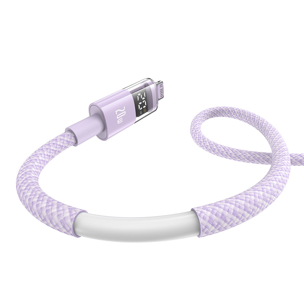 Data- og ladekabel USB-C - Lightning Baseus Display 2, 20W, 1m, Lilla P10382703511-00