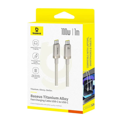 USB-C - USB-C Baseus Titanium data- og ladekabel, 100W, 1m, Sølv P10378100G21-00
