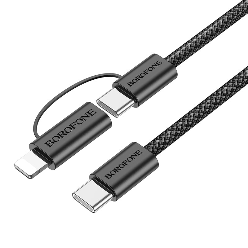 USB-C - Lightning / USB-C Borofone BX104 Primo 2in1 data- og ladekabel, 60W, 1m, Svart