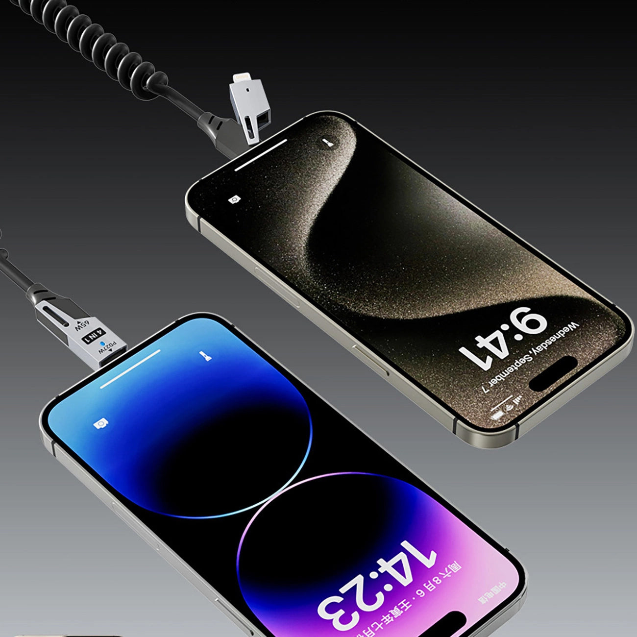 Data- og ladekabel USB-A / USB-C - Lightning / USB-C Dudao L20 Pro, 65W, 1.5m, Svart