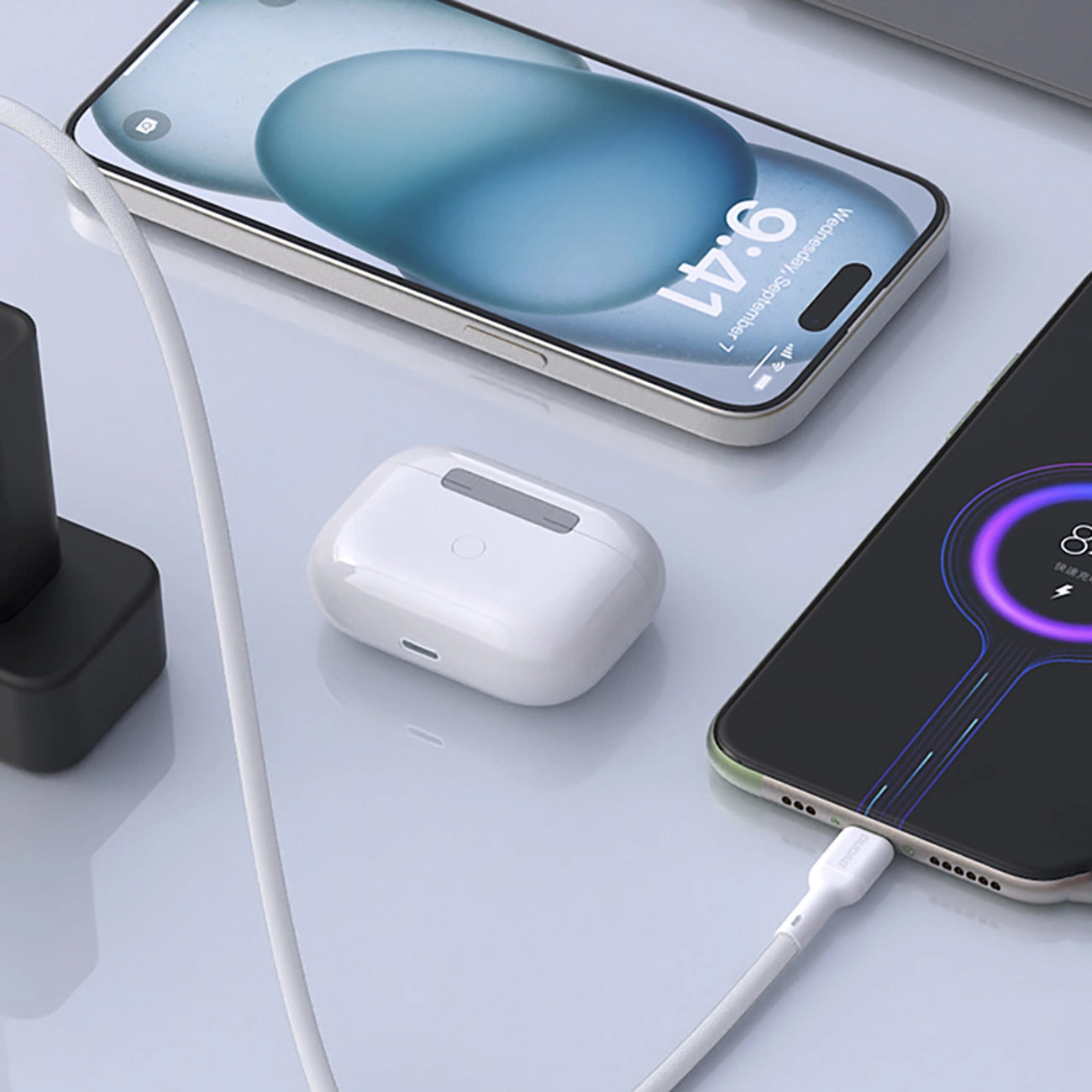 USB-A - USB-C Dudao L9T data- og ladekabel, 100W, 1m, Hvit