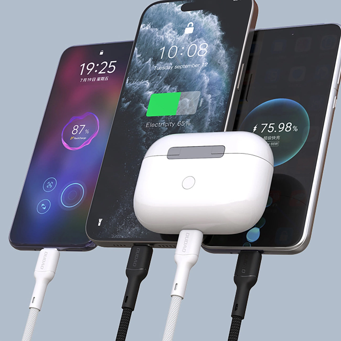 Data- og ladekabel USB-C - USB-C Dudao L9C, 65W, 1m, Hvit