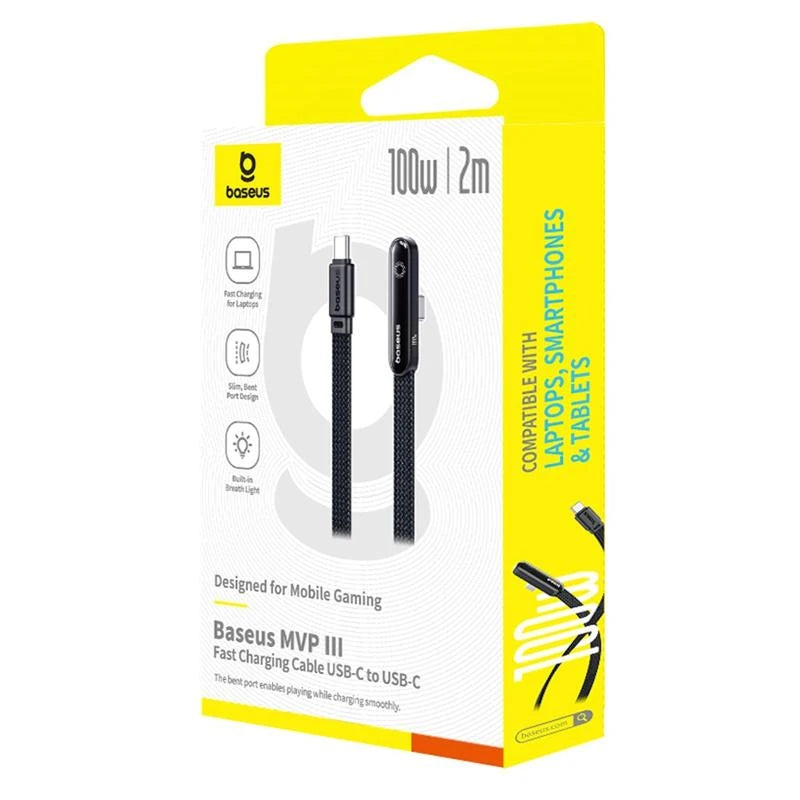 USB-C til USB-C data- og ladekabel Baseus MVP 3, 100W, 2m, Svart P10382500121-01
