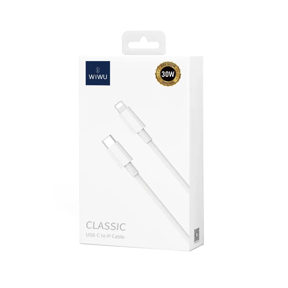 USB-C til Lightning data- og ladekabel WiWu Wi-C008, 30W, 1.2m, Hvit