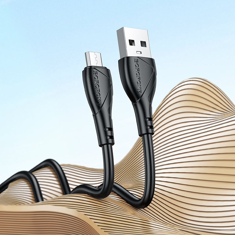 USB-A - microUSB Borofone BX121 Energy data- og ladekabel, 18W, 1m, Svart