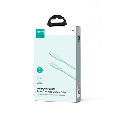 USB-C til USB-C data- og ladekabel Joyroom S-A34, 60W, 1m, Grønn