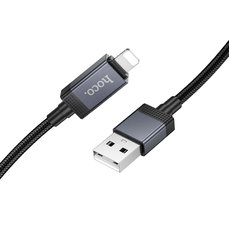 USB-A - Lightning Lade- og Datakabel HOCO X118 Display, 12W, 1m, Svart