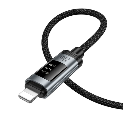 USB-C - Lightning Data- og Ladekabel HOCO Display U148, 27W, 1.2m, Svart