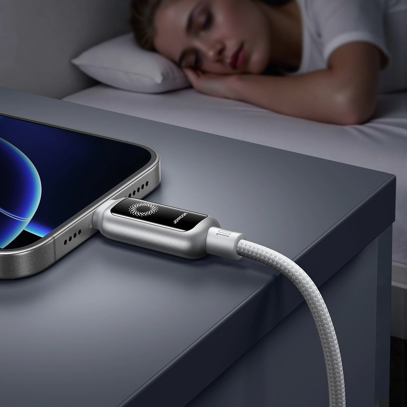 USB-C til USB-C data- og ladekabel Joyroom S-A55 StarFlight Display, 100W, 1.2m, Hvit