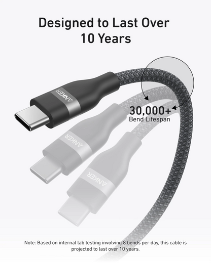 USB-C til USB-C Anker data- og ladekabel, 240W, 1.8m, Svart A82E2H12