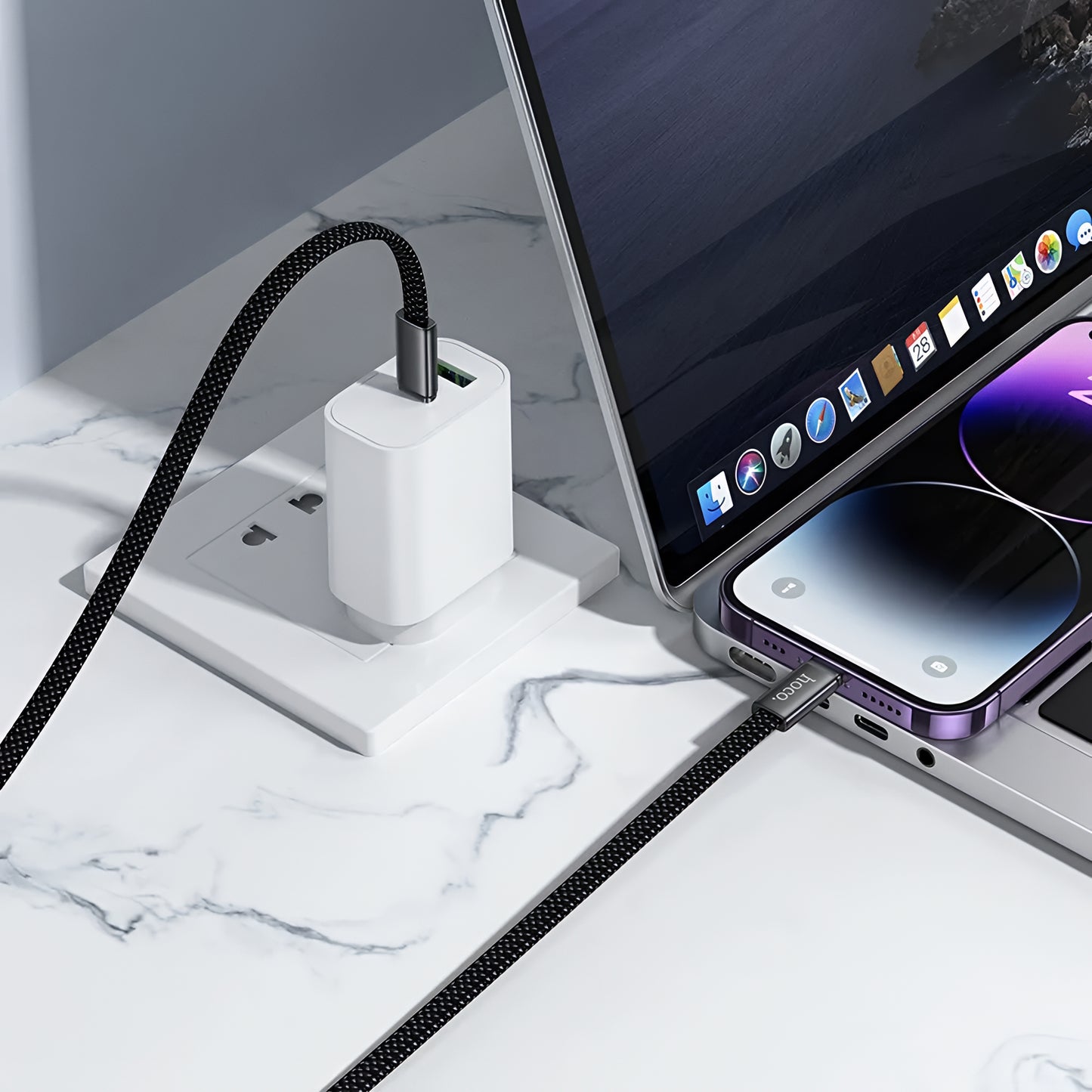 USB-C - Lightning Lade- og Datakabel HOCO X125, 30W, 1m, Svart