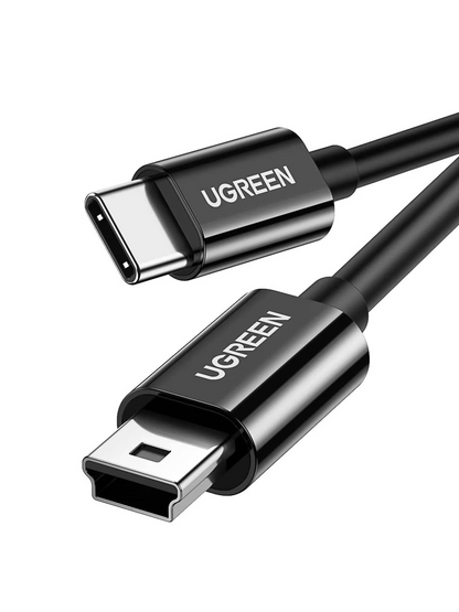 USB-C til miniUSB UGREEN US242 data- og ladekabel, 18W, 1m, Svart