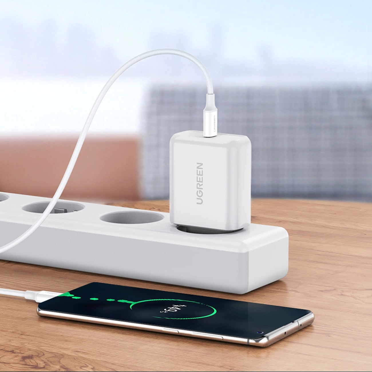 USB-C til USB-C data- og ladekabel UGREEN US264, 60W, 0.5m, Hvit