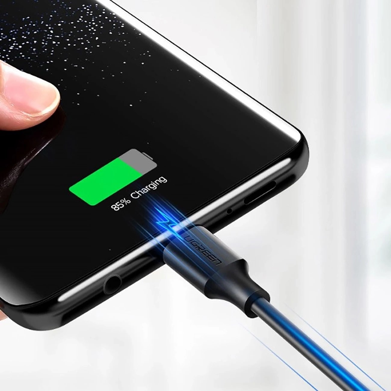 USB-A til USB-C UGREEN US184 data- og ladekabel, 18W, 0.5m, Svart