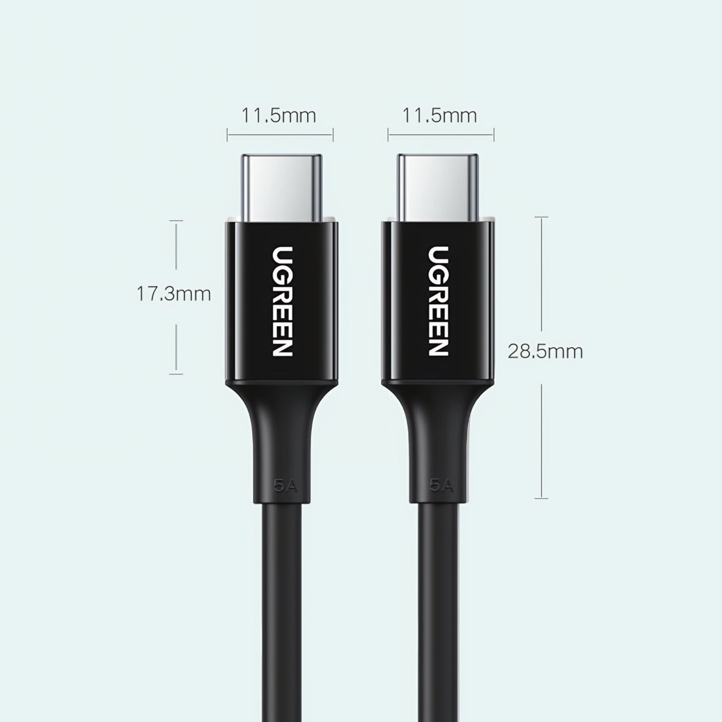 USB-C til USB-C data- og ladekabel UGREEN US300, 100W, 2m, Hvit