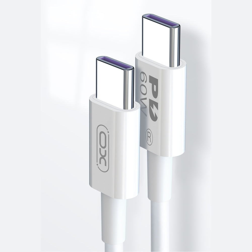 USB-C til USB-C data- og ladekabel XO Design NB-Q190B, 60W, 2m, Hvit
