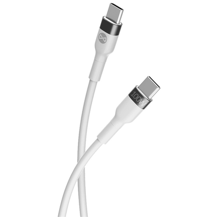 USB-C til USB-C Forever Flexible data- og ladekabel, 100W, 2m, Hvit