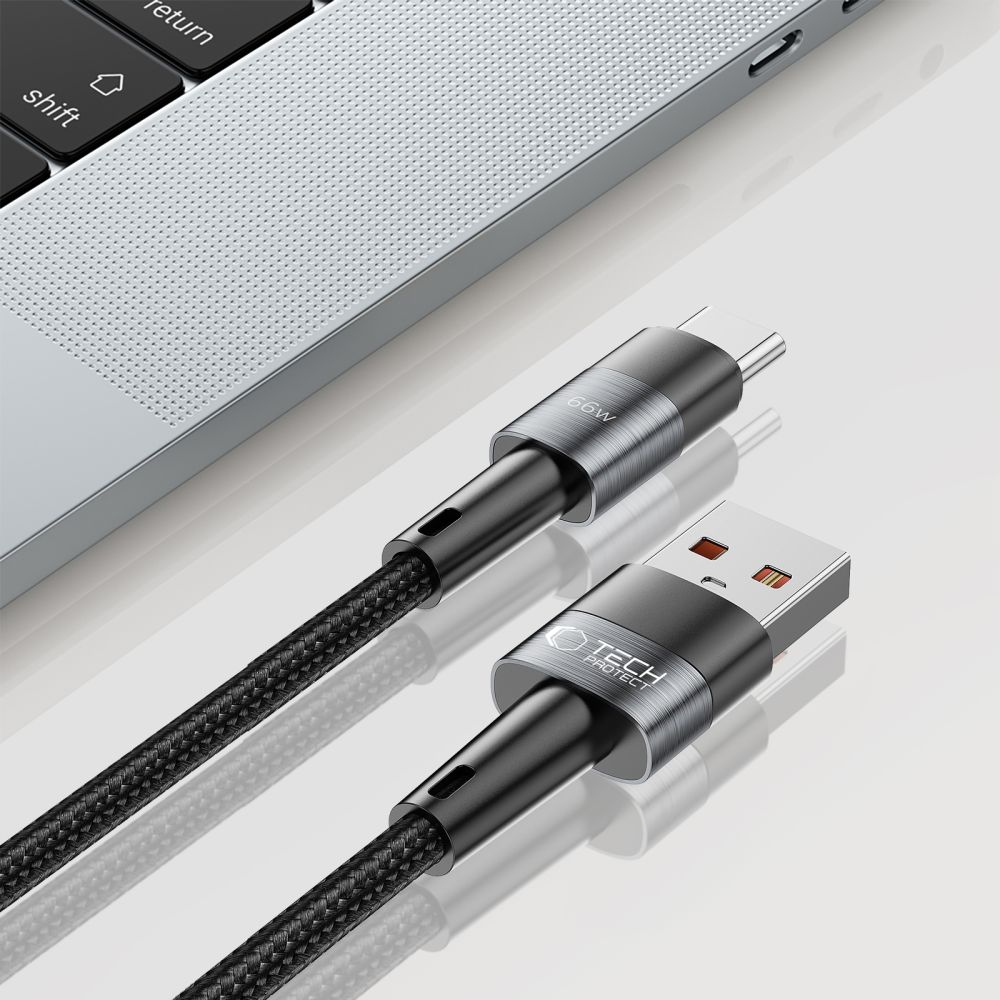 USB-A til USB-C data- og ladekabel Tech-Protect Ultraboost, 66W, 0,5m, grå