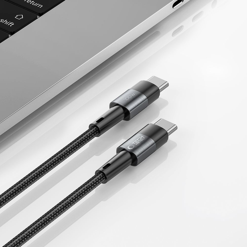 USB-C Data- og ladekabel - USB-C Tech-Protect Ultraboost, 100W, 3m, Grå