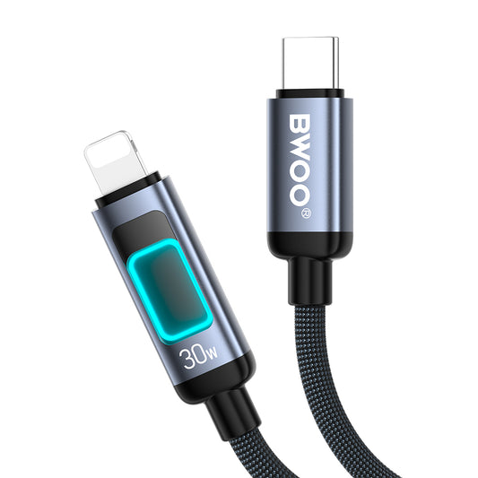 USB-C til Lightning data- og ladekabel BWOO X324CL Display, 30W, 1m, svart