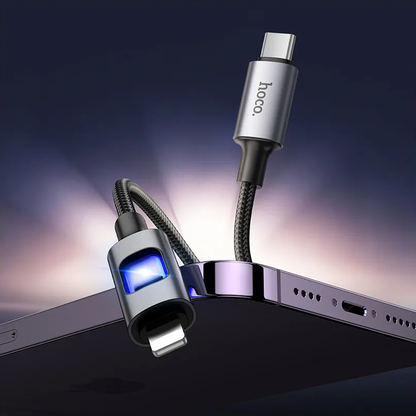 USB-C til Lightning data- og ladekabel HOCO U144 Led, 27W, 1,2m, svart