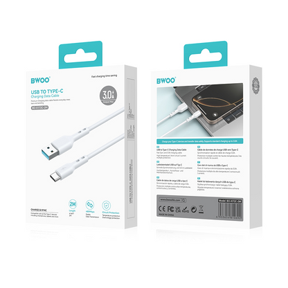 USB-A til USB-C data- og ladekabel BWOO BO-X172C-2M, 15W, 2m, hvit