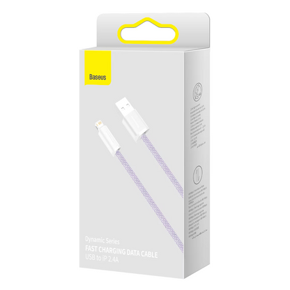 USB-A til Lightning data- og ladekabel Baseus Dynamic Series, 18W, 2m, lilla CALD000505