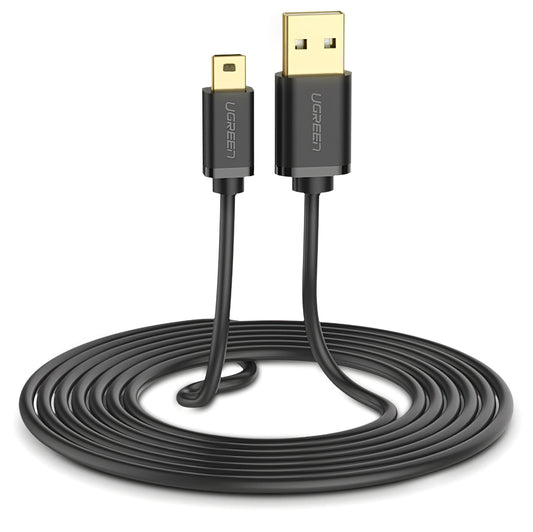 USB-A til miniUSB UGREEN US132 data- og ladekabel, 2m, Svart
