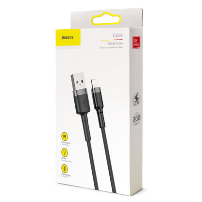 USB-A - Lightning Baseus Cafule data- og ladekabel, 18W, 3m, Grå CALKLF-RG1
