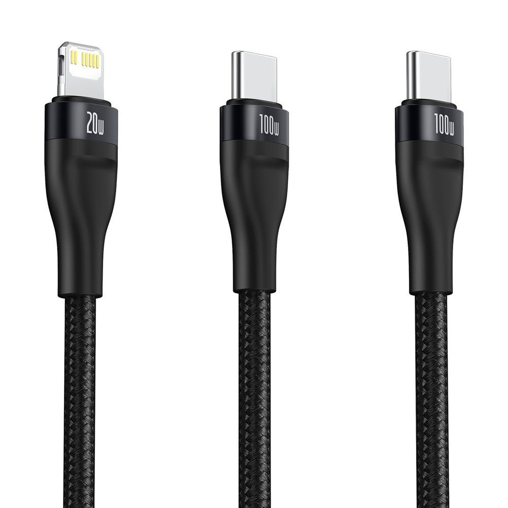 USB-C - Lightning / USB-C Baseus Flash Series 2in1, 100W, 1.2m, Svart CA1T2-F01