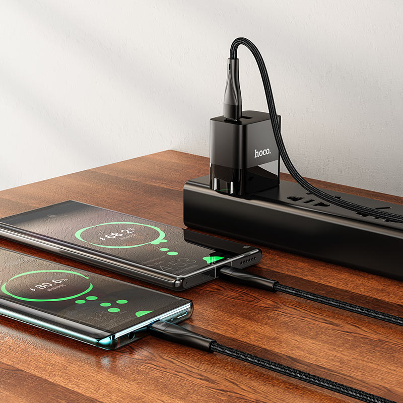 USB-C data- og ladekabel - USB-C HOCO U102 Super, 100 W, 1,2 m, svart
