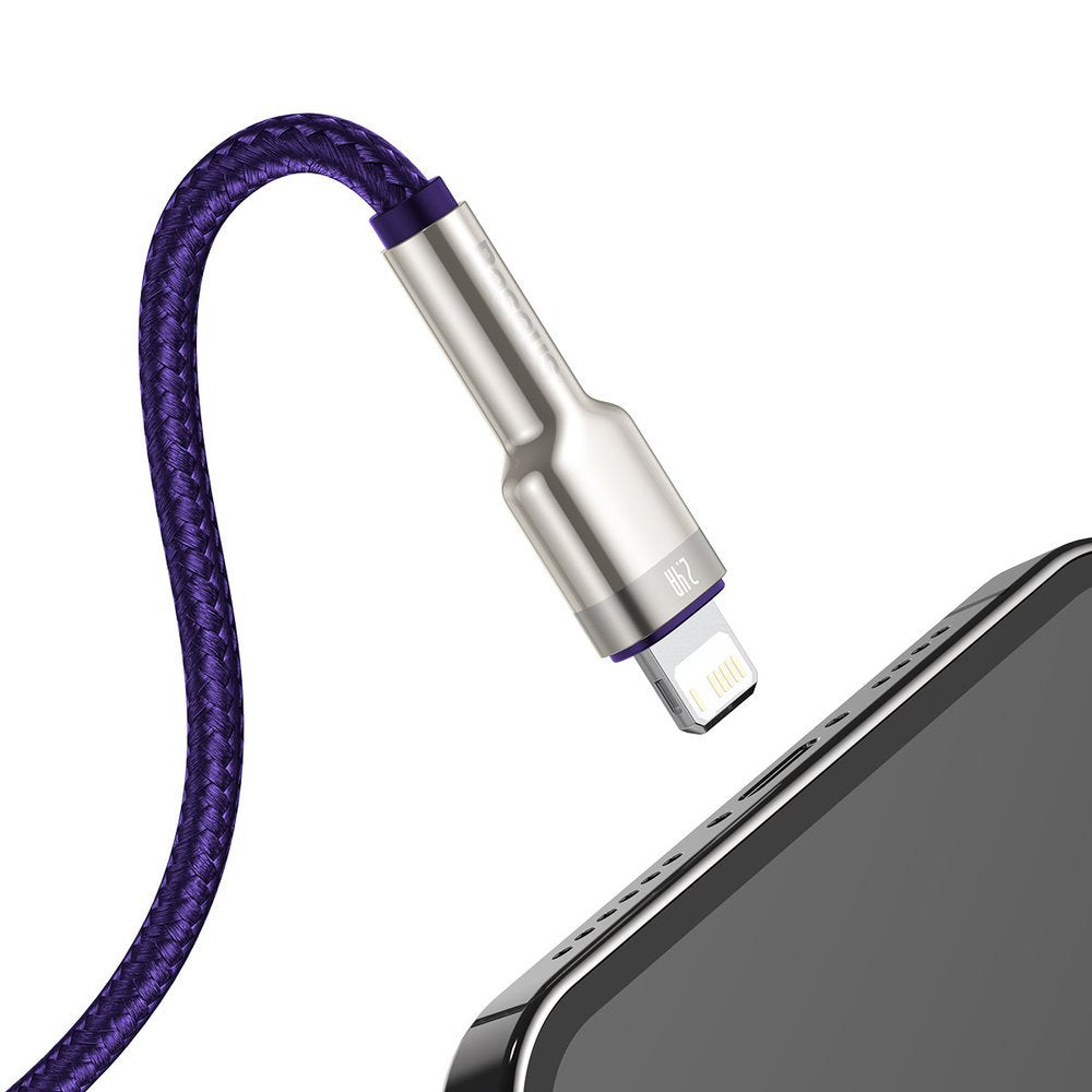 USB-A - Lightning Baseus Cafule Metal Series data- og ladekabel, 18W, 2m, Lilla CALJK-B05