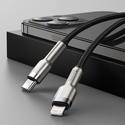 USB-C til Lightning Baseus Cafule Metal Series, 20W, 2m, Svart CATLJK-B01