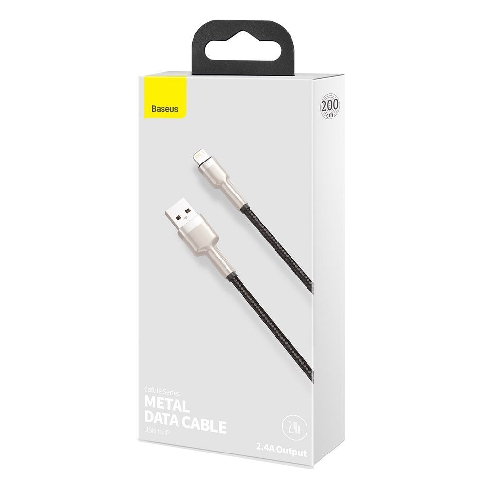 Data- og ladekabel USB-A - Lightning Baseus Cafule Metal Series, 18W, 2m, Svart CALJK-B01
