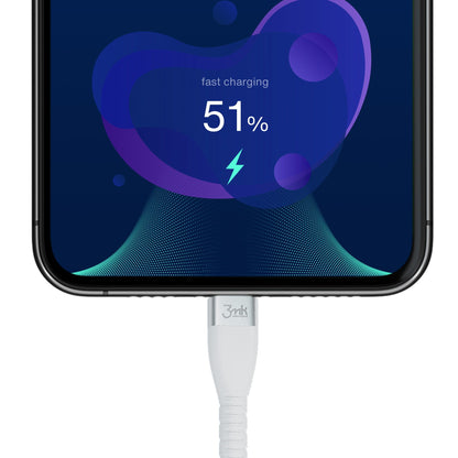 USB-C Data- og ladekabel - USB-C 3MK Hyper Silicone, 60W, 1m, Hvit
