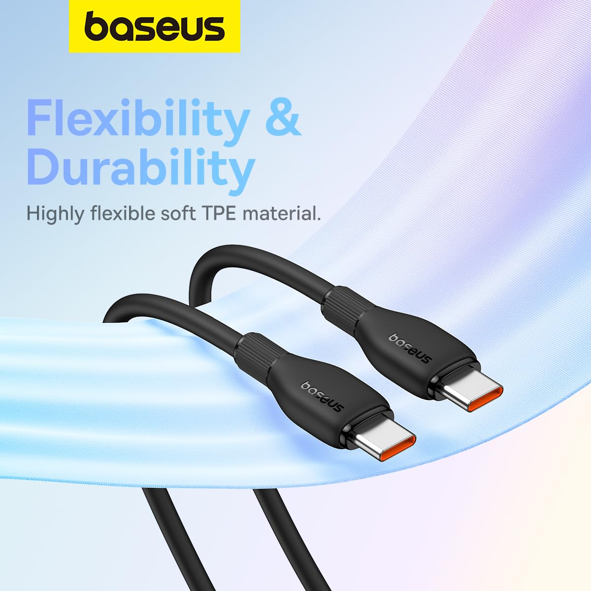 USB-C til USB-C Baseus Pudding data- og ladekabel, 100W, 2m, Svart P10355702111-01
