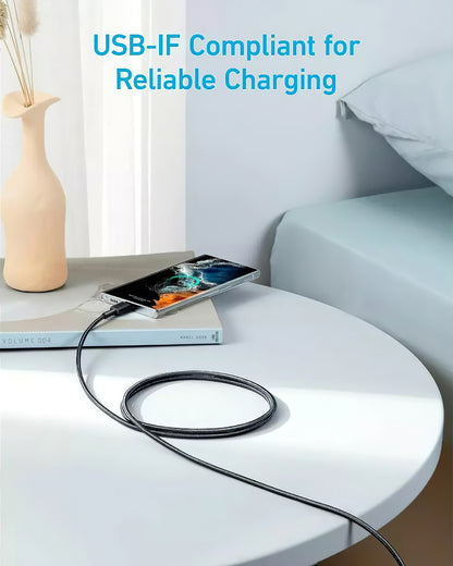 USB-C data- og ladekabel - USB-C Anker 322, 60W, 0.9m, Svart A81F5G11