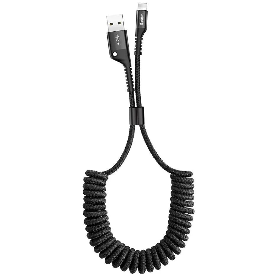 Data- og ladekabel USB-A - Lightning Baseus Fish Eye Spring, 18 W, 1 m, svart CALSR-01 CALSR-01