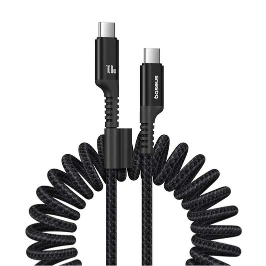 USB-C til USB-C Baseus Fish Eye Spring data- og ladekabel, 100W, 1m, Svart P10320203111-00