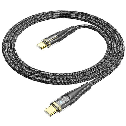 USB-C til USB-C data- og ladekabel HOCO U121, 60W, 1.2m, Svart