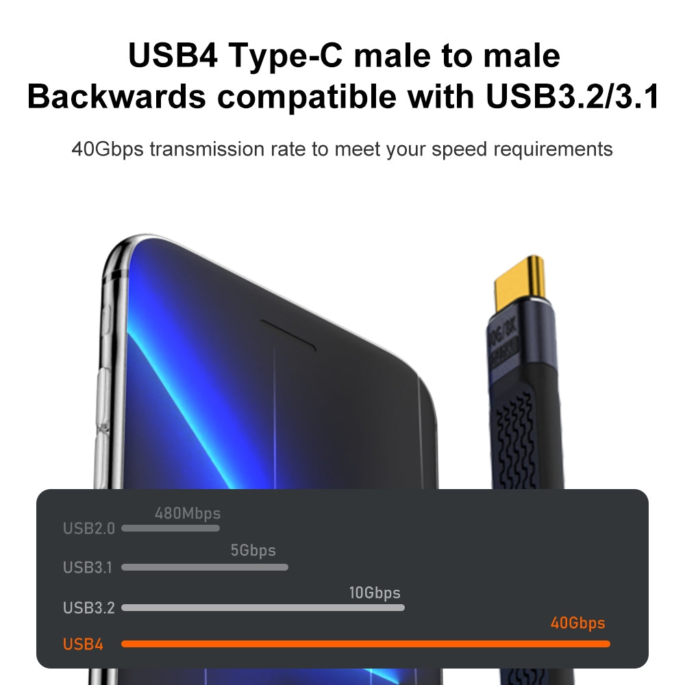 USB-C data- og ladekabel - USB-C OEM Angled 8K Video, 240W, 0.15m, Svart