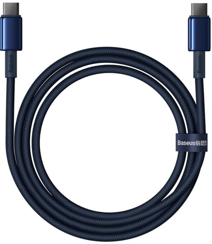 USB-C til USB-C data- og ladekabel Baseus Tungsten Gold, 100W, 2m, Marineblå P10319800321-04