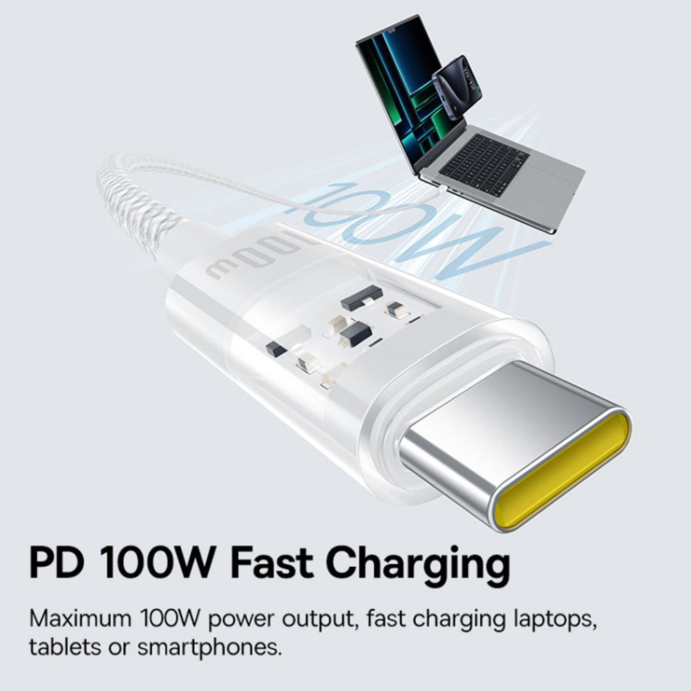 USB-C - USB-C Baseus Gem data- og ladekabel, 100W, 2m, Hvit P10373000211-01
