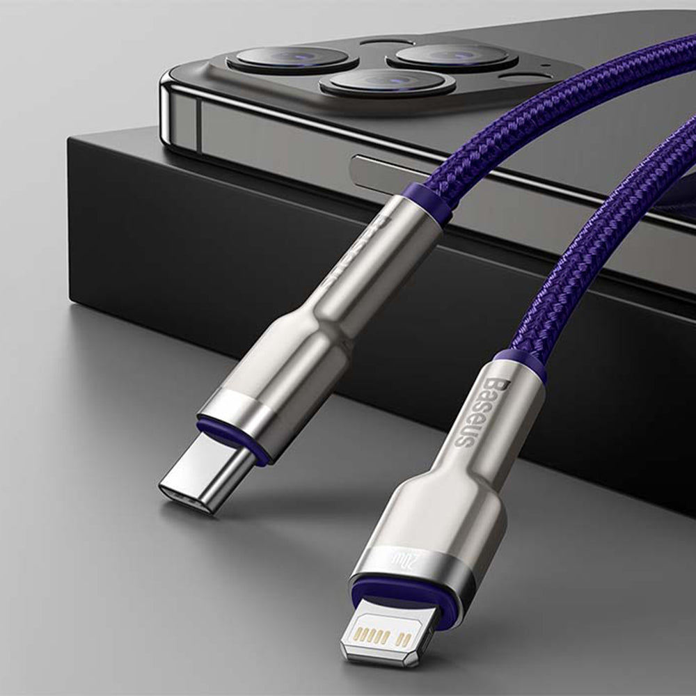 USB-C - Lightning Baseus Cafule Metal Series data- og ladekabel, 20W, 1m, Lilla CATLJK-A05