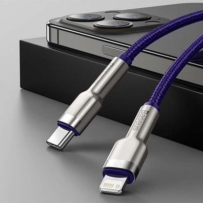 USB-C - Lightning Baseus Cafule Metal Series data- og ladekabel, 20W, 1m, Lilla CATLJK-A05