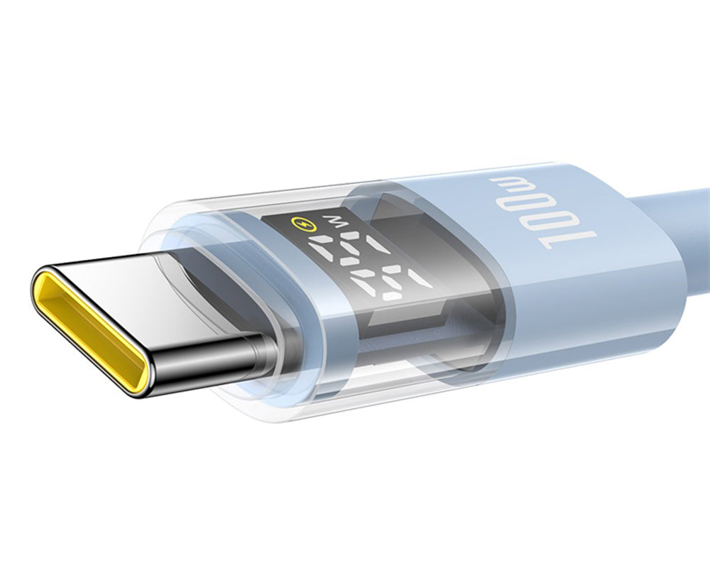 USB-A - USB-C Baseus Display 2 data- og ladekabel, 100W, 1m, Blå P10382701311-00