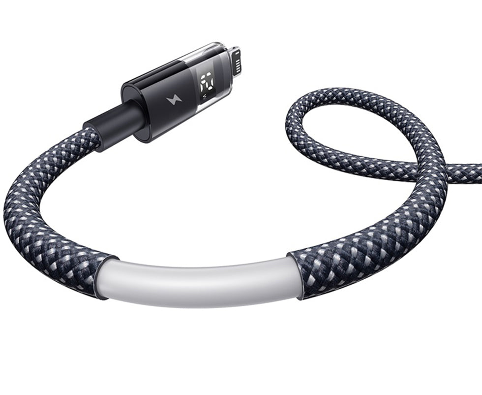 USB-A - Lightning Baseus Display 2 data- og ladekabel, 18W, 1m, Svart P10382700121-00