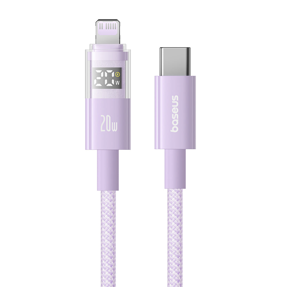 Data- og ladekabel USB-C - Lightning Baseus Display 2, 20W, 1m, Lilla P10382703511-00